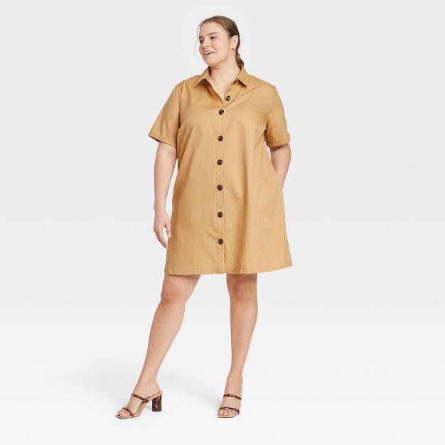 Women's Short Sleeve Button-Down Trapeze Dress - Who What Wear™ | Target