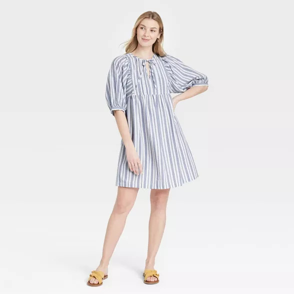 Women's Puff Elbow Sleeve Babydoll Dress - Universal Thread™ | Target