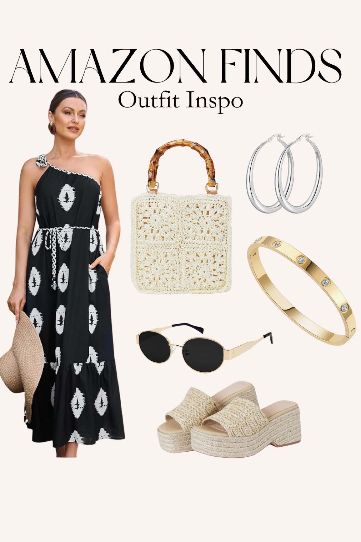 Amazon outfit inspo
Amazon finds
Found it on Amazon
Summer nights outfit
Summer date night outfit
Cute outfit
Boho dress
Beach bag
Crochet bag
Amazon crochet bag on sale
Cute jewelry finds
Amazon sunglasses 
Beach shoes
Shoe obsessed 
Bag obsession 
Cute heels 

#LTKitbag #LTKstyletip #LTKfindsunder50