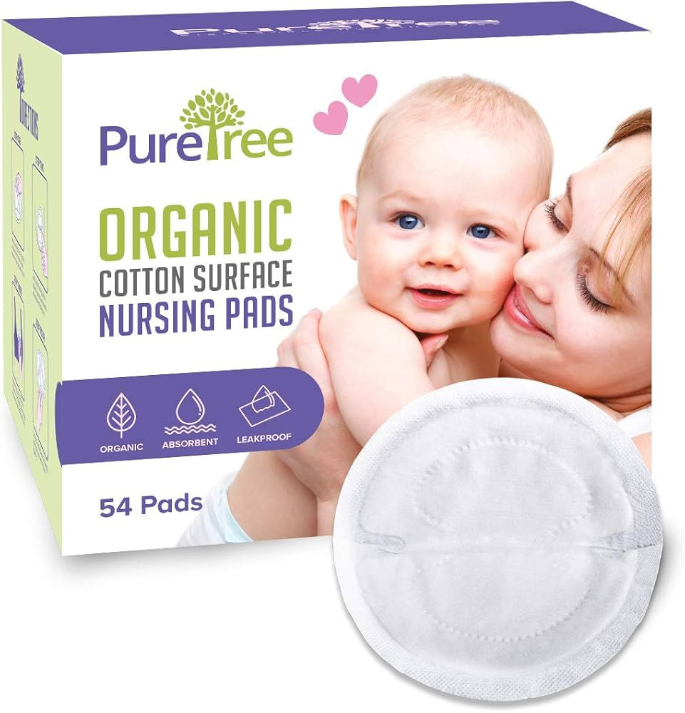 PureTree Organic Cotton Disposable Nursing Pads - for Breastfeeding (1 Box - 100 Pads) | Amazon (US)