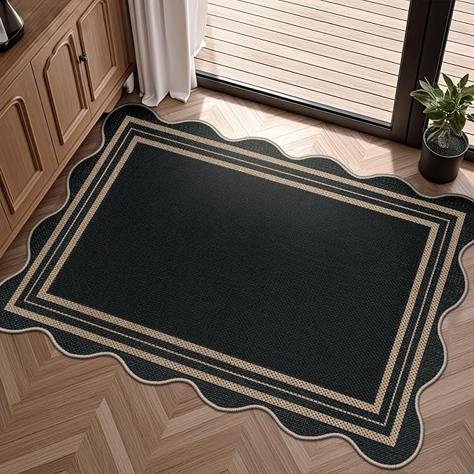 Easy Jute Black Kitchen Rug, 2x3 Front Door Mat Washable Non Slip Small Entryway Rug, Indoor Outd... | Amazon (US)