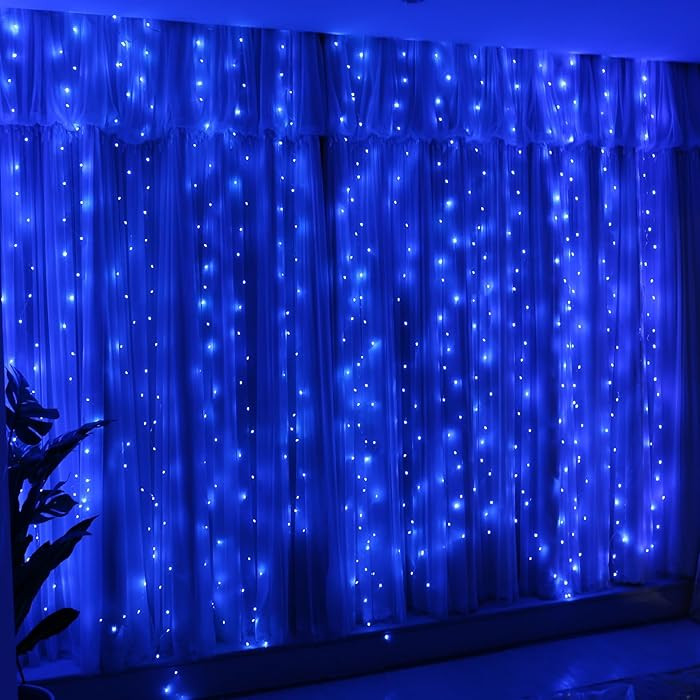 HXWEIYE 300LED Fairy Curtain Lights, 9.8x9.8Ft USB Plug-in 8 Modes Christmas String Hanging Light... | Amazon (US)