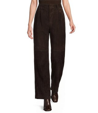Charlotte Genuine Suede High Rise Pleated Front Coordinating Trousers | Dillard's