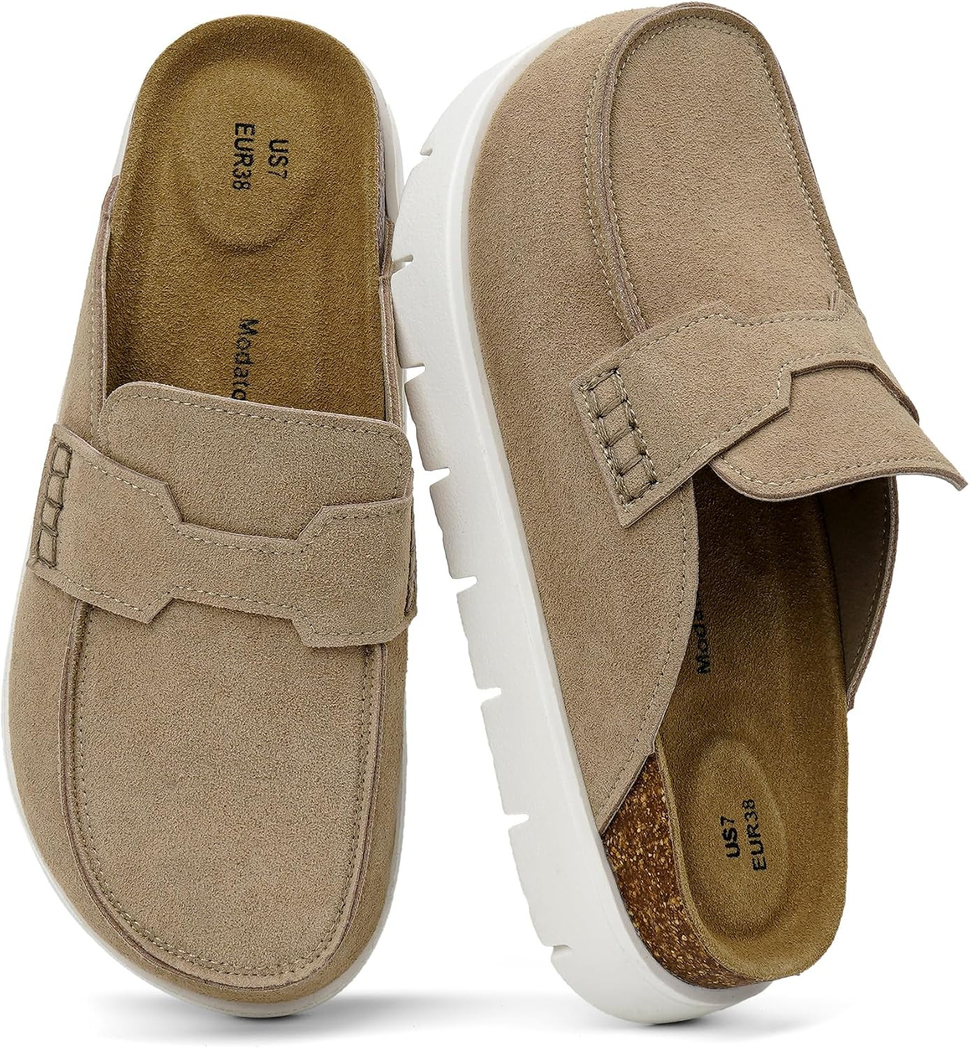 Women Platform Clogs Faux Suede Cork Footbed Mule | Amazon (US)
