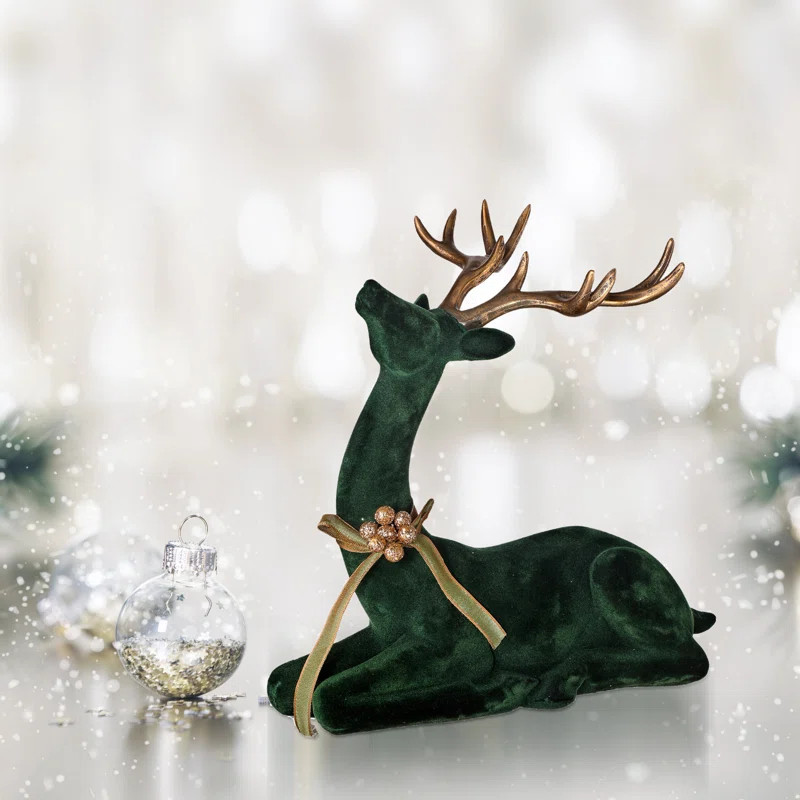 Flocked Emerald Laying Deer | Wayfair North America