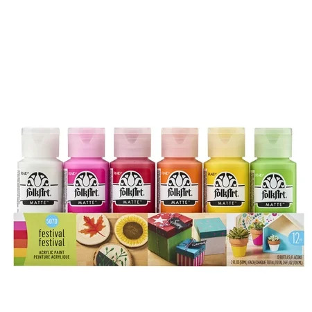 FolkArt 5070E Acrylic Craft Paint Set, Matte Finish, Festival, Set of 12, 24 fl oz | Walmart (US)