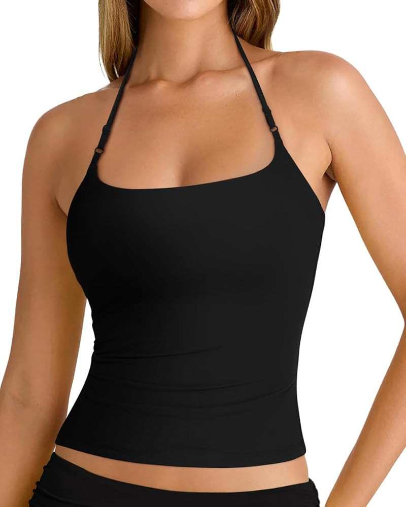SUUKSESS Women Halter Double Lined Tank Top Backless Going Out Camisole Crop Top | Amazon (US)
