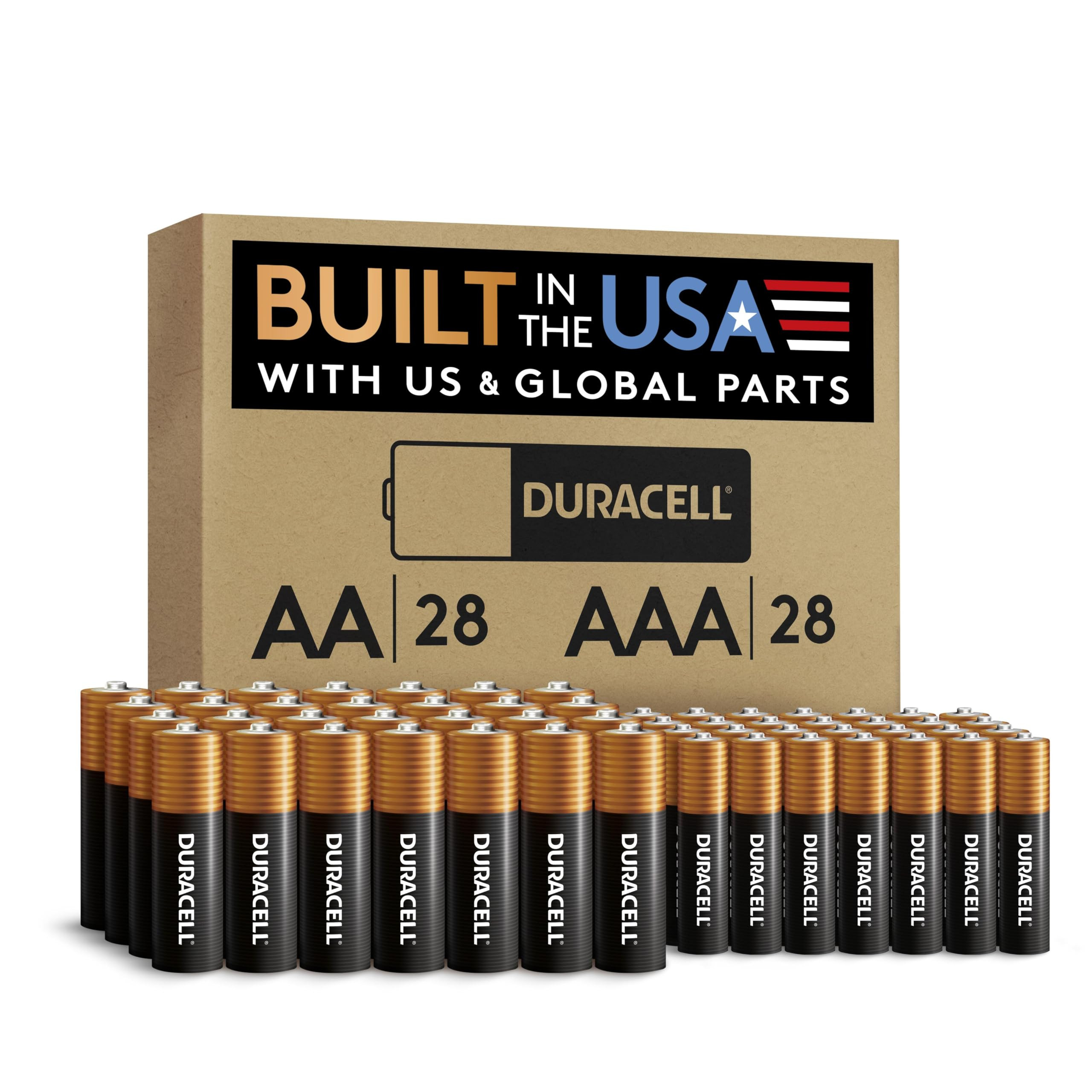Duracell Coppertop AA + AAA Batteries, 56 Count (Pack of 1), Re-closable Pack for Easy Access and Organized Storage, Contains 28 Double A Batteries and 28 Triple A Batteries | Amazon (US)