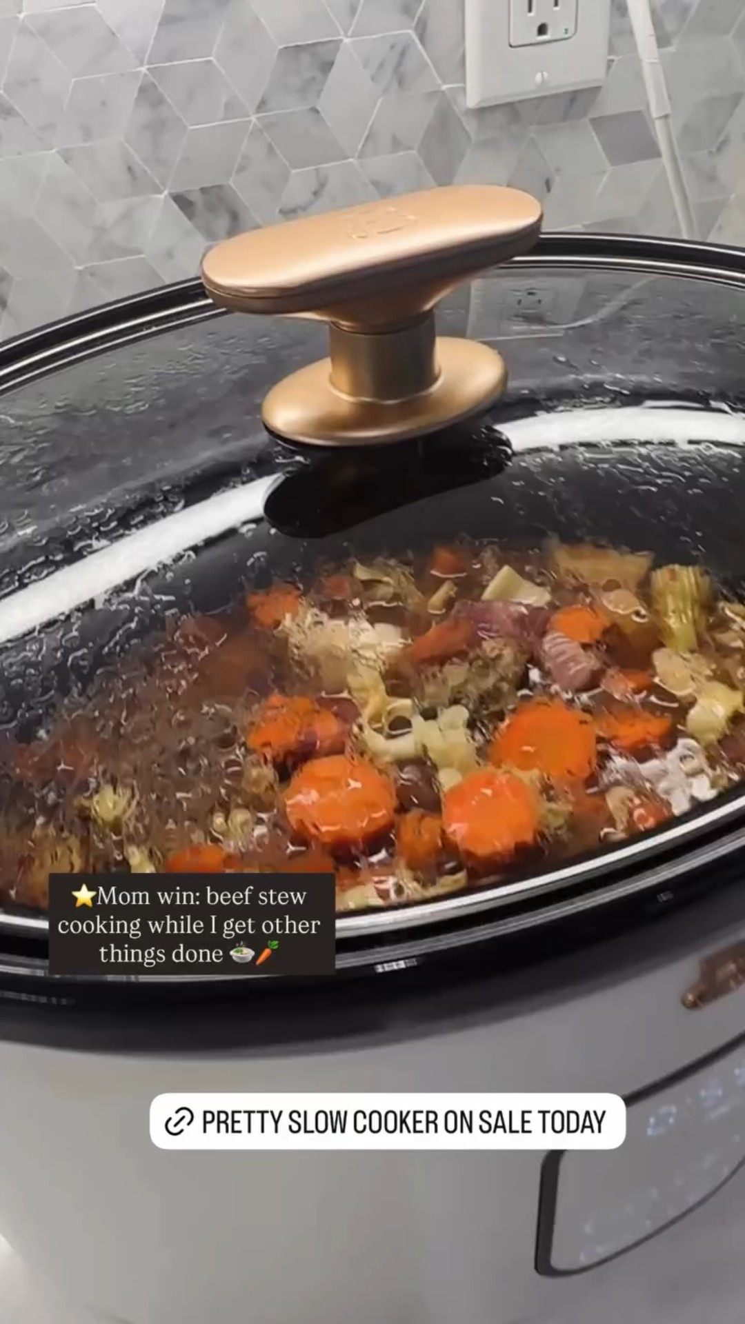 ⭐️Mom win: beef stew cooking in the slow cooker while I get other things done 🍲🥕 I love this slow cooker because it’s not only useful but beautiful; it’s looks great sitting on my kitchen counter! The white pairs well in my white kitchen : )

#LTKHome #LTKmomlife #LTKfoodie