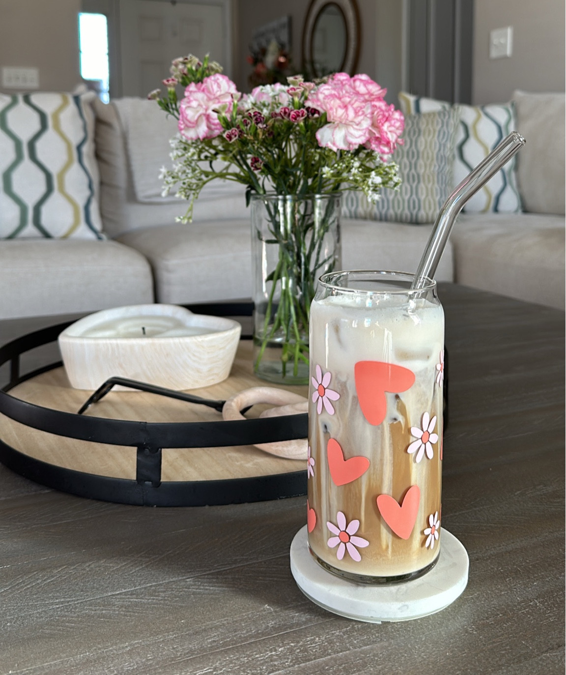 Daisy Love Valentine's Glass Can Tumber, 16 or 20oz | Heart Iced Coffee Glass | Daisy Iced Coffee Glass | Valentine's Coffee Cup | Heart Cup

#LTKhome #LTKSeasonal #LTKMostLoved
