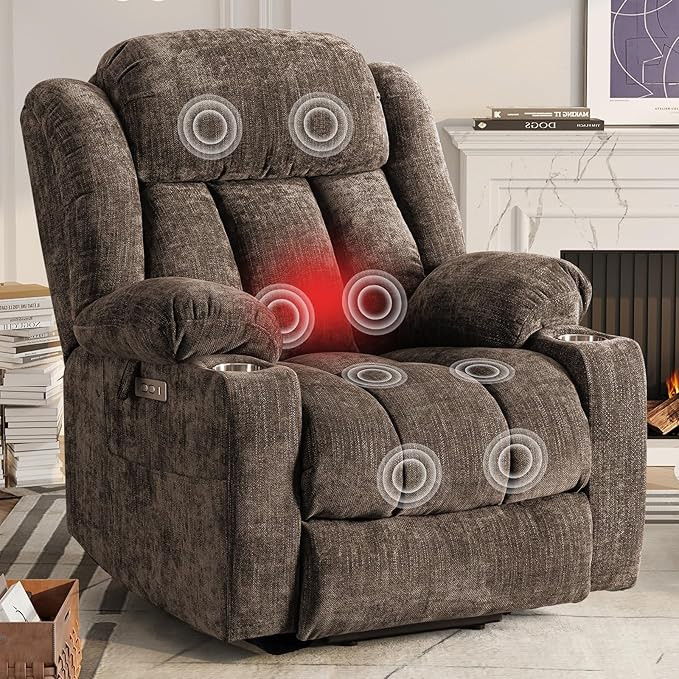 ABCASA Large Power Lift Chairs Recliners for Elderly with Heat ＆ Massage, Upgraded Chenille Rec... | Amazon (US)
