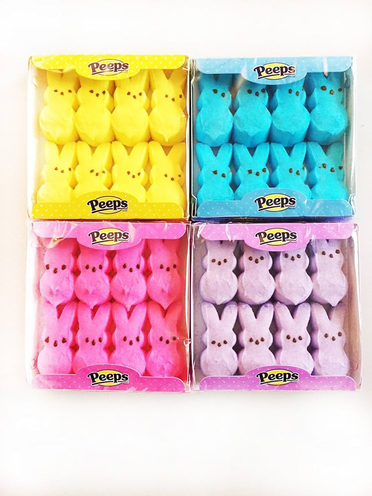 Peeps Marshmallow Easter Bunnies Bundle with 4 Colors: Blue, Yellow, Pink and Purple | Amazon (US)