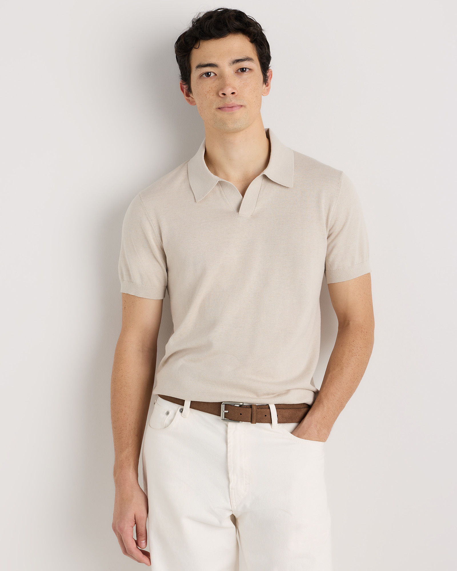 Cotton-Silk Johnny Collar Polo | Quince