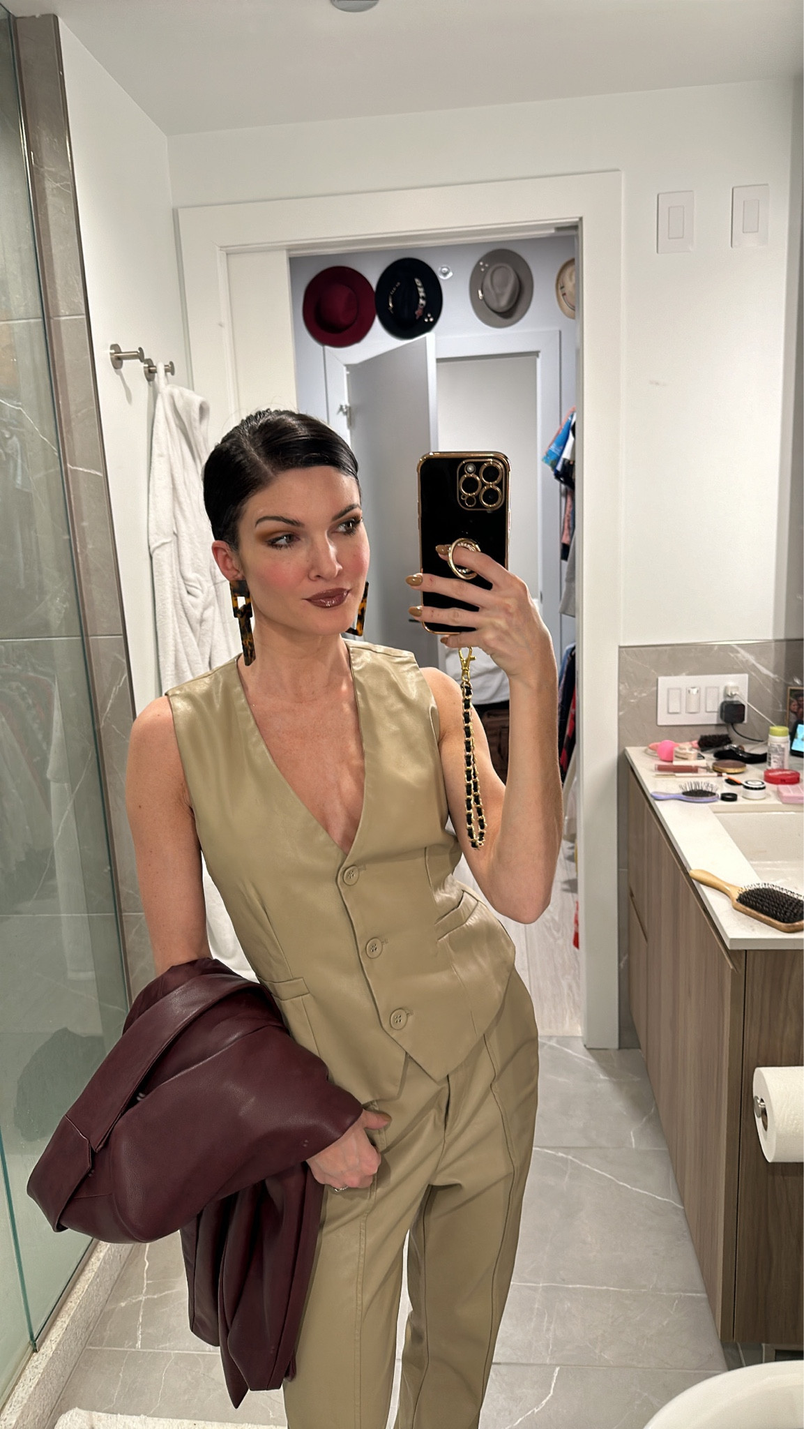 Two piece leather set in cream 

#LTKworkwear #LTKsalealert #LTKstyletip