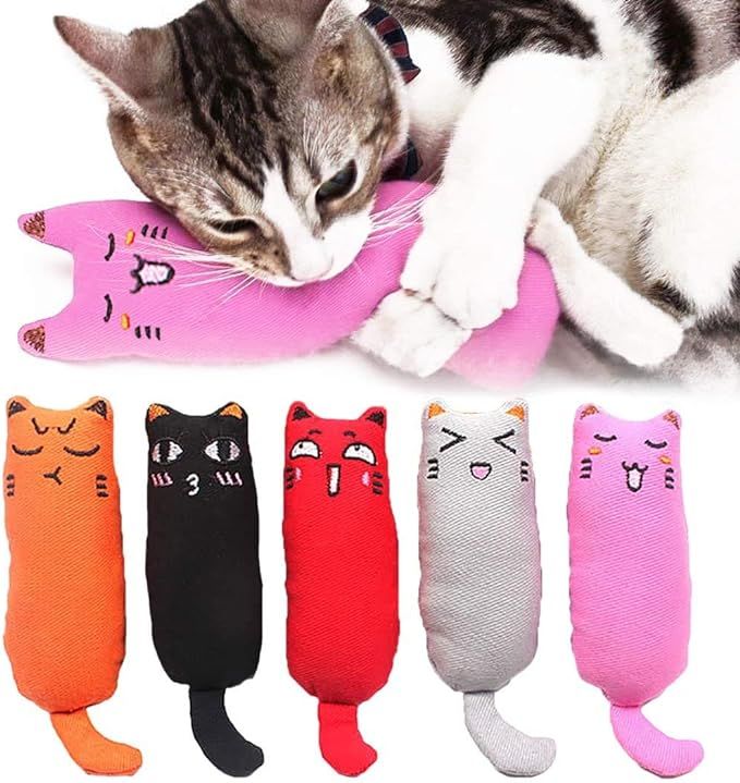 5Pcs Catnip Toy, Cat Chew Toy Bite Resistant Catnip Toys for Cats,Catnip Filled Cartoon Mice Cat ... | Amazon (US)
