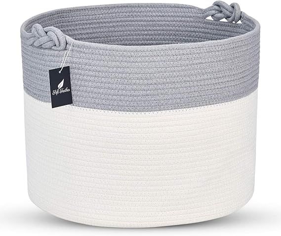 Soft Feather Cotton Rope Woven Storage Basket 18"x18"x13.8"Large with Handles,Baby-Nursery Stuff ... | Amazon (US)