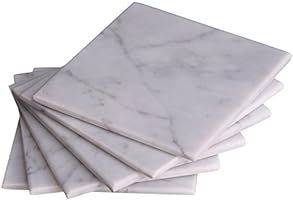 CraftsOfEgypt Set of 4 - White Marble Stone Coasters – Polished Coasters – 3.5 x 3.5 Inches (... | Amazon (US)