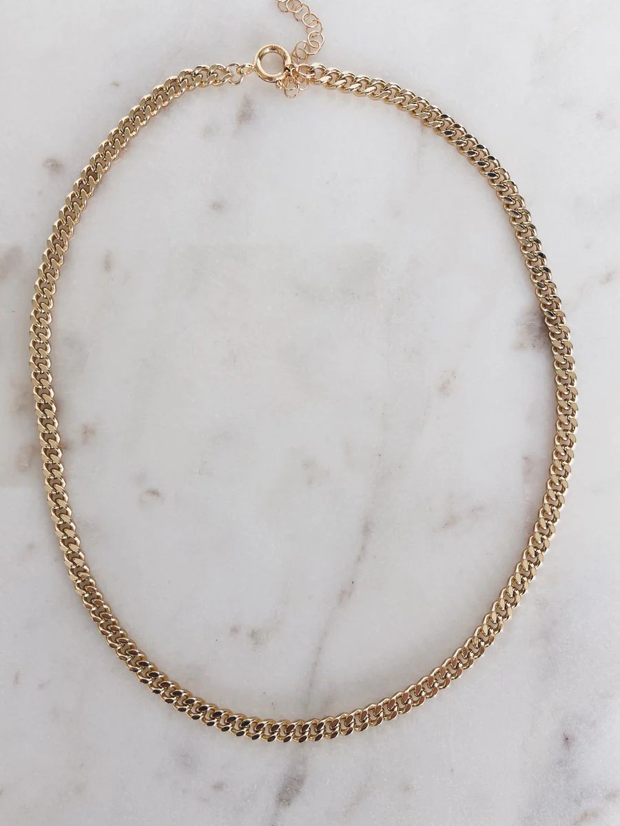 Gold Brass Curb Chain Necklace | Mac and Ry Jewelry