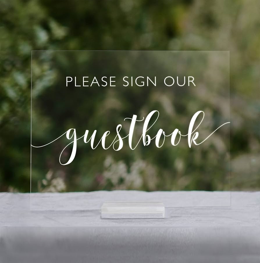 Sweet Carolina Collective Modern Acrylic Wedding Guestbook Sign - Please Sign Our Guestbook - wit... | Amazon (US)