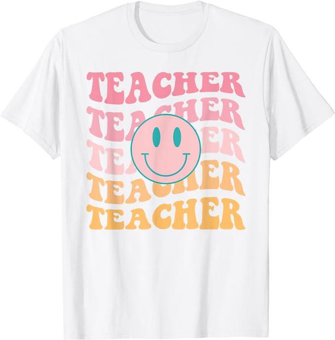 Retro Teacher Inspirational Colorful Elementary School T-Shirt | Amazon (US)