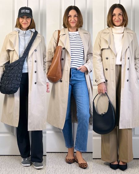 Trench coat outfit ideas!
I’m 5’ 7 wearing my usual S in this trench coat. I’ve had it for years and it’s great quality.
Everything else also fits tts except:
- the leopard flats and black pumps fit snug, go up 1/2 size
- Adidas Gazelles fit big, go down 1/2 size
- the trousers fit a bit small, I’m 5’ 7 size 4ish wearing M long 


#LTKshoecrush #LTKitbag #LTKstyletip