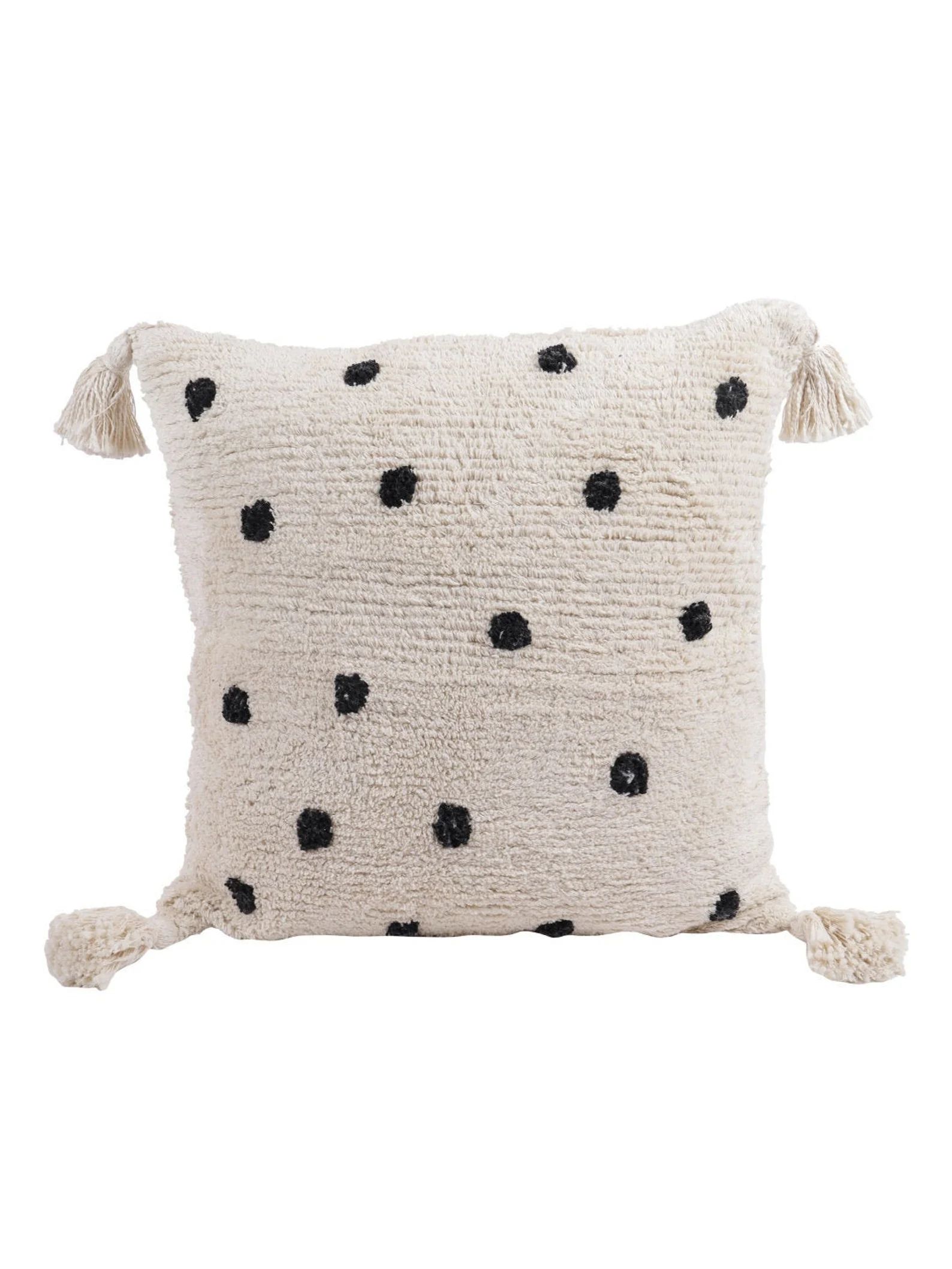 Black Polka Dots Cotton Cushion Cover Tufted Cushion Cover - Etsy.de | Etsy (DE)