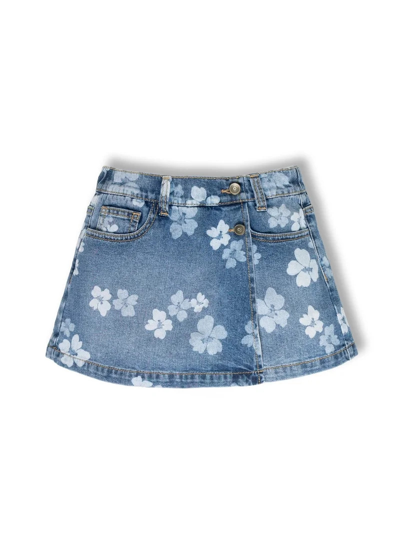 Wonder Nation Girls Floral Denim Skort, Sizes 4-18 & Plus | Walmart (US)
