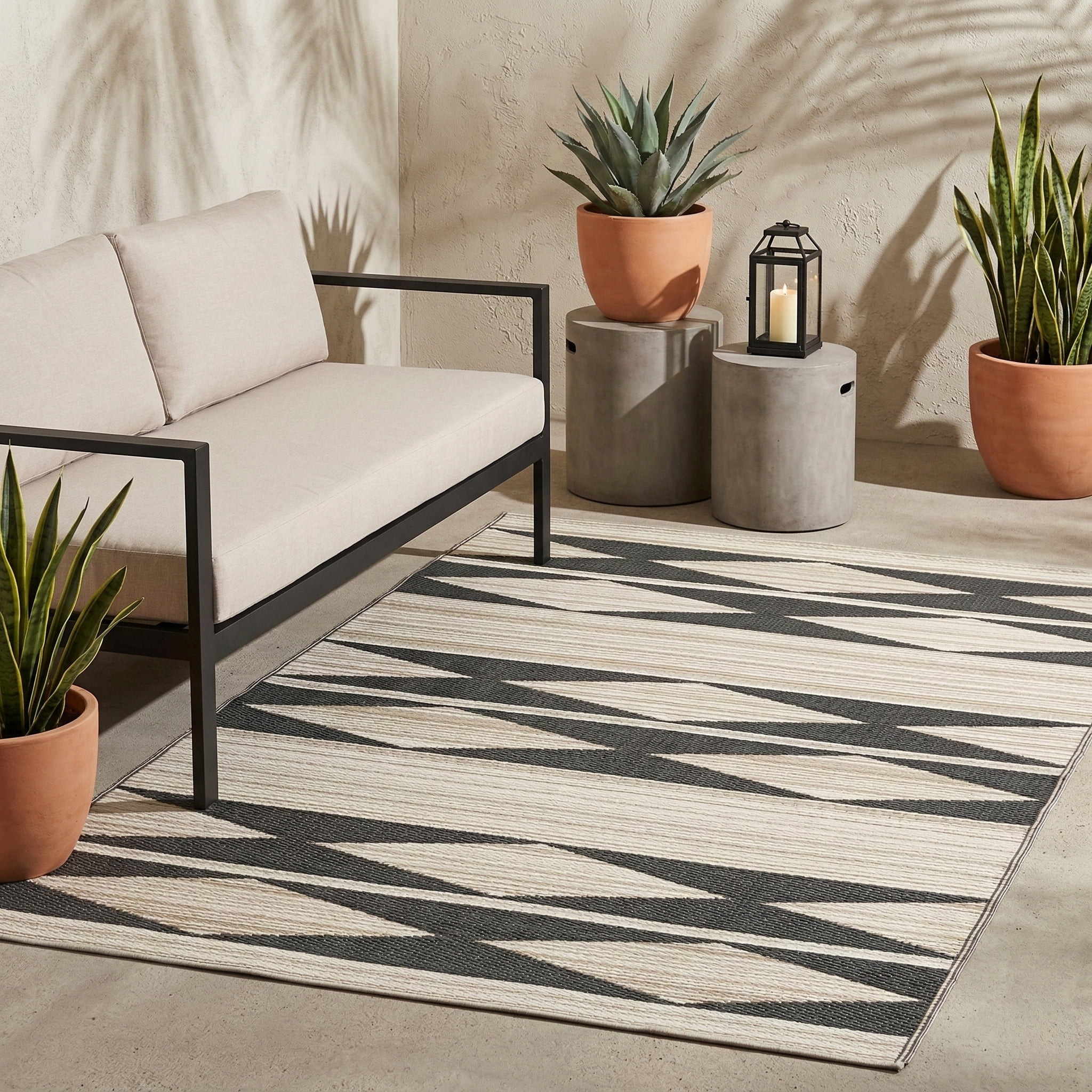 Fab Habitat Geometric Neutral Tribal Outdoor Rug - Waterproof, Fade Resistant, Crease-Free, Rever... | Walmart (US)