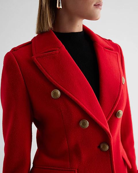 Faux Wool Novelty Button Fitted Coat | Express