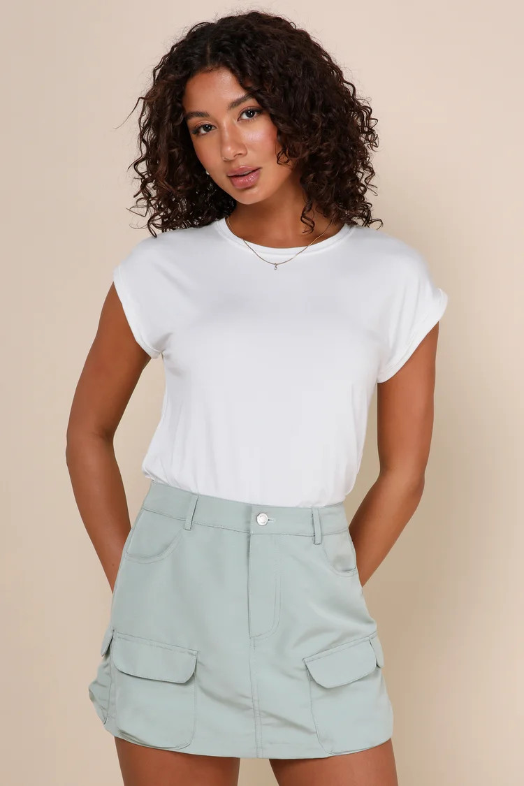City Sensation Sage Green High-Rise Cargo Mini Skort | Lulus