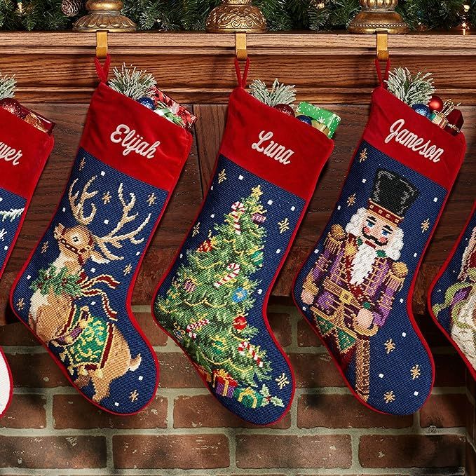 Peking Handicraft Santa Saint Nicholas Presents Needlepoint Christmas Stocking, Wool, 11 x 18 Inc... | Amazon (US)