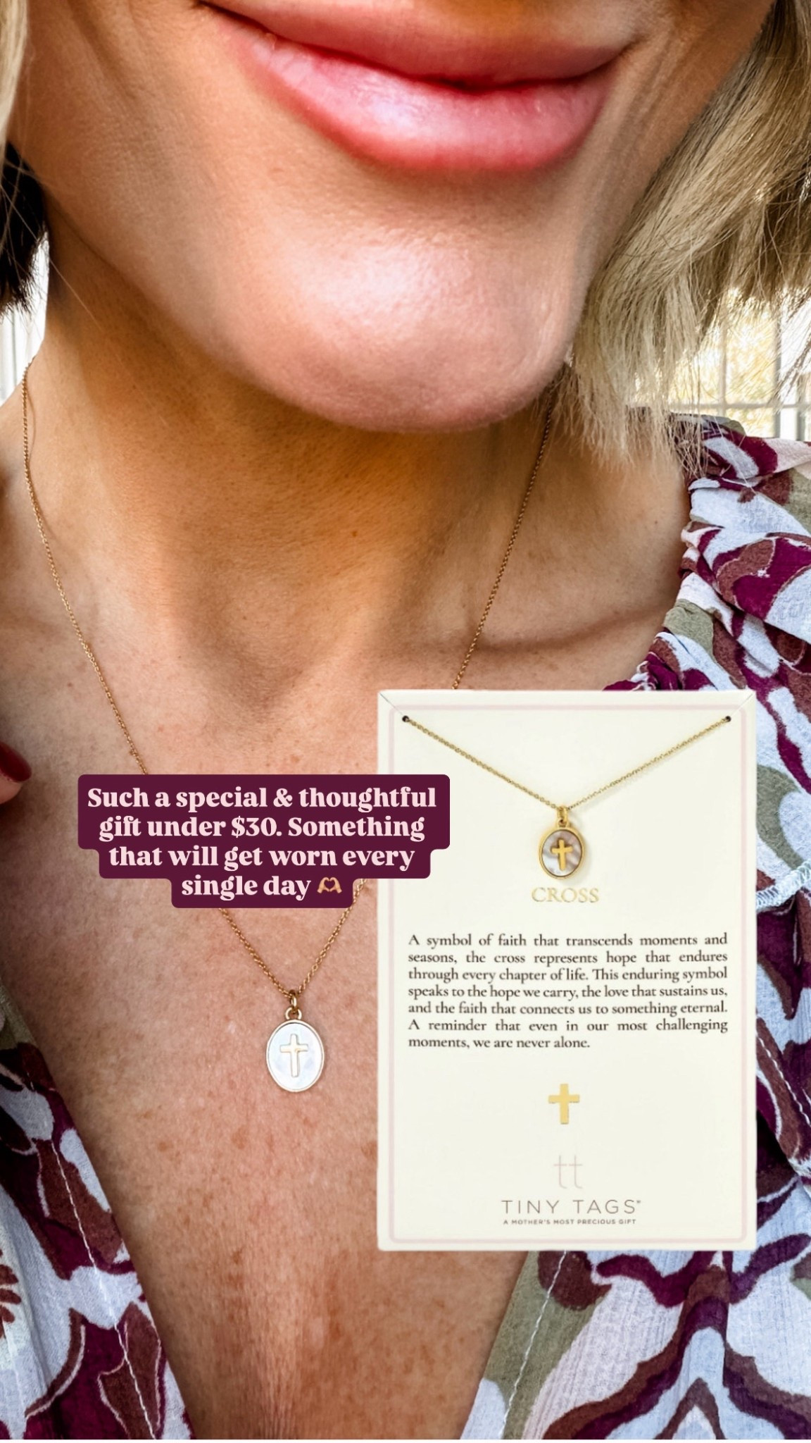 This dainty cross necklace is such a sweet and thoughtful gift! I love how it has this meaning written on it too for them to read once you gift to them! It’s only $25, and it’s the perfect everyday necklace!

Loverly Grey, Target, cross necklace, favorite things party, gift ideas 

#LTKFindsUnder50 #LTKGiftGuide