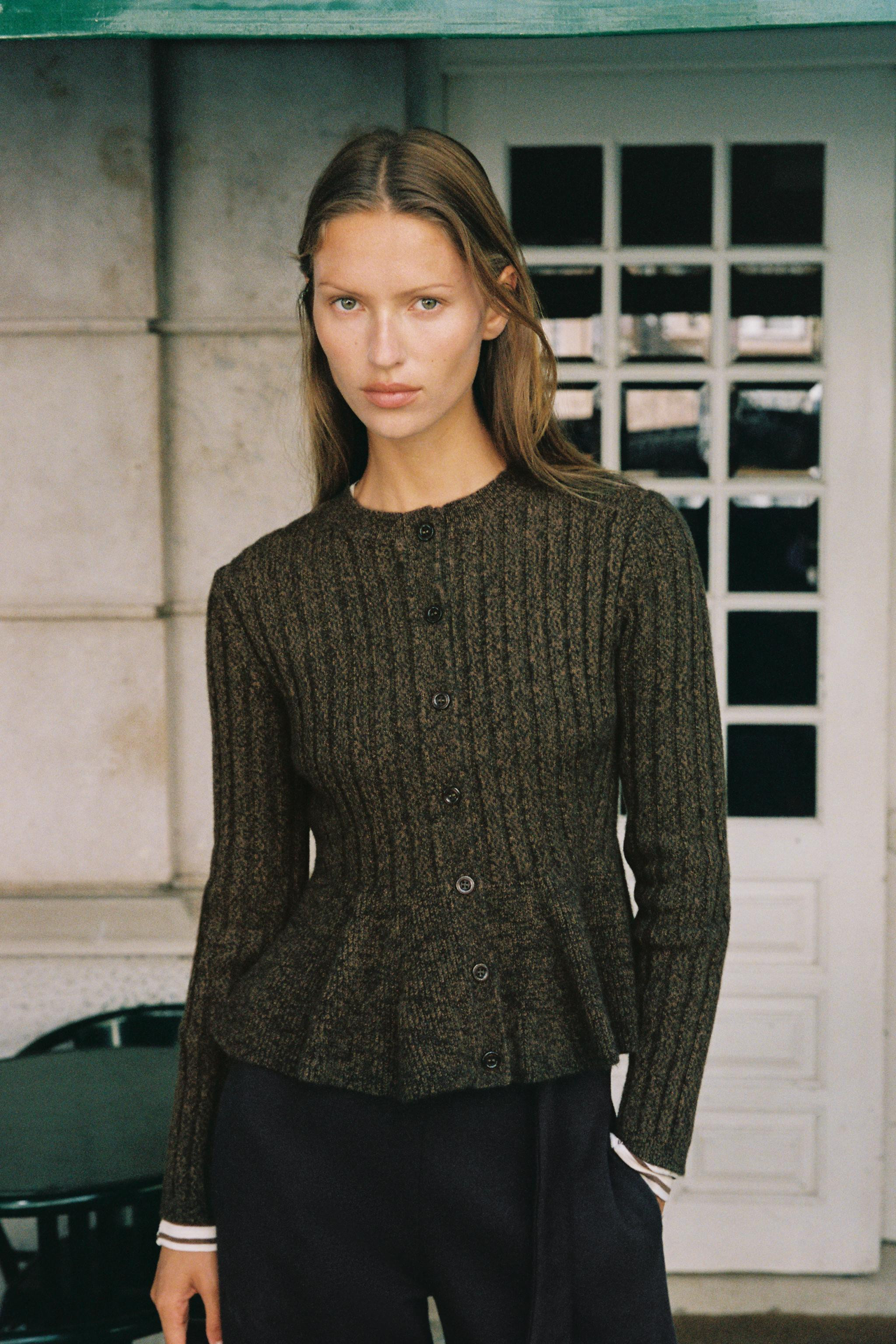 PEPLUM RIBBED CARDIGAN | Zara Canada