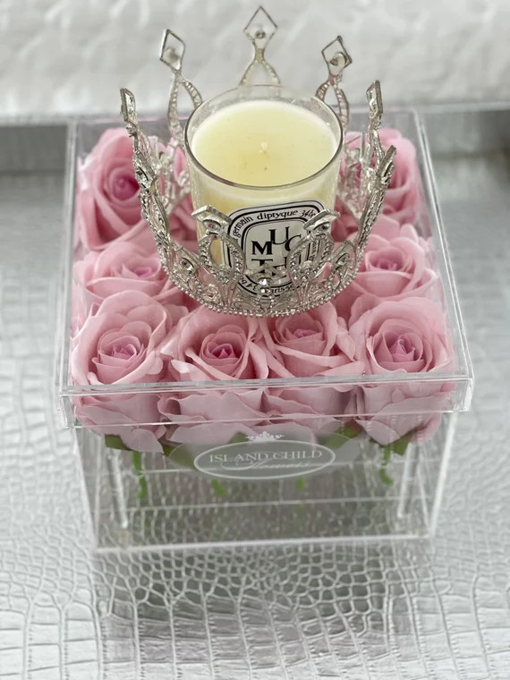 Acrylic Rose Box Silk Roses Home Decor | Etsy | Etsy (US)