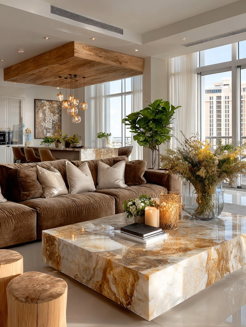 This space is the perfect example of balance done right.

Warmth and coolness, softness and structure… what we often call yin and yang in design.

The rich brown sofa and warm taupe tones bring comfort, depth, and that inviting, lived-in feeling. It’s grounding, cozy, and effortlessly elegant.

Now look at what completes it.

That marble-inspired coffee table.

Its natural coolness instantly balances the warmth of the room. The smooth stone surface reflects light beautifully during the day, adding brightness and dimension. And in the evening, under soft lighting, it takes on a subtle sheen that feels polished and refined.

This is not just a coffee table, it’s the anchor of the space.

Without it, the room would feel too warm. With it, everything feels intentional.

That’s the power of contrast in design.

If you’re looking to create a space that feels elevated without overcomplicating it, start here. Pair warm textures like brown or taupe seating with a statement stone or marble coffee table.

You don’t need to change everything. Just add the piece that brings balance.

We’ve curated a selection of marble and stone coffee tables in different shapes and tones, along with complementary warm-toned sofas to help you recreate this look effortlessly.

#LTKHome #LivingRoomStyle #InteriorDesign 

 #LTKHome