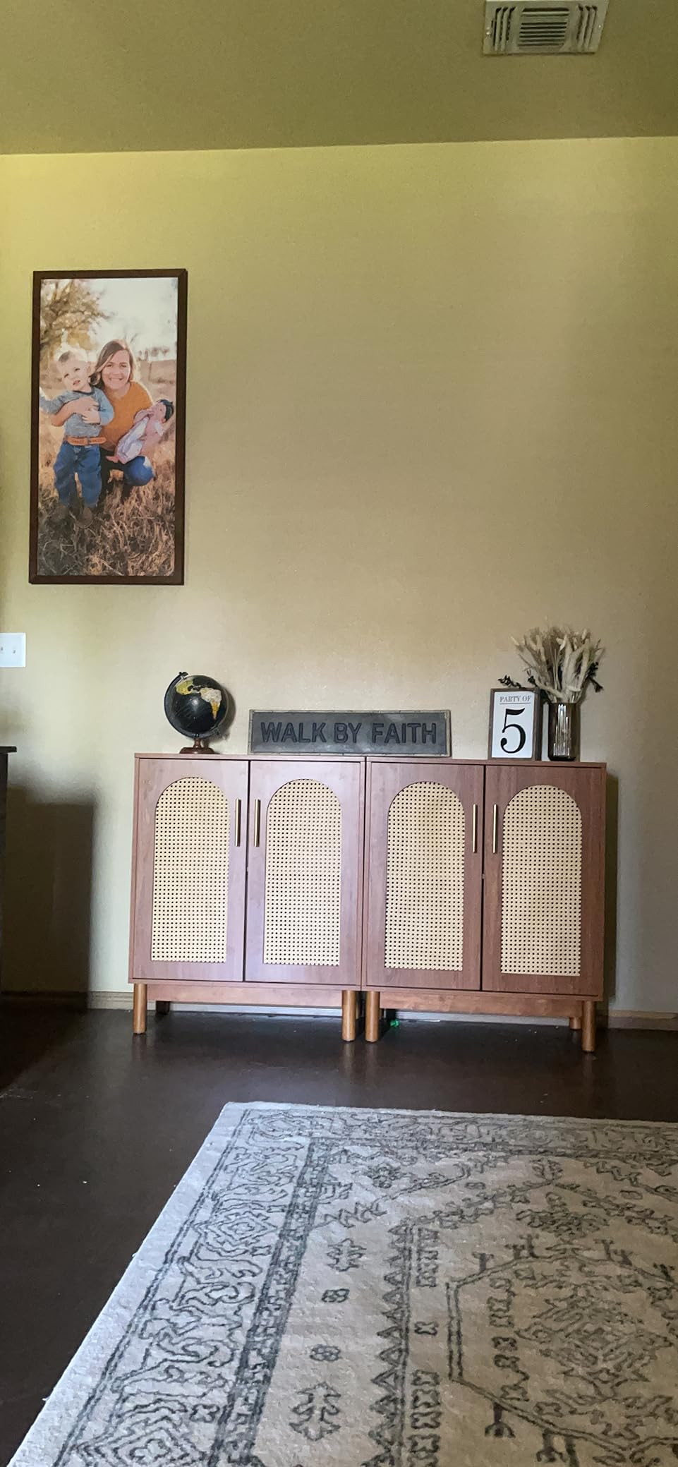 Tribesigns Set of 2 Rattan Sideboard Buffet Cabinet with Storage, 59 Inch Accent Cabinet with Doo... | Amazon (US)