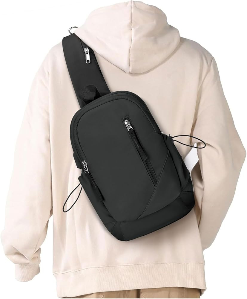 Small Black Sling Crossbody Bag for Men Women, Tactical Backpack Shoulder Daypack Mini Anti-Theft... | Amazon (US)