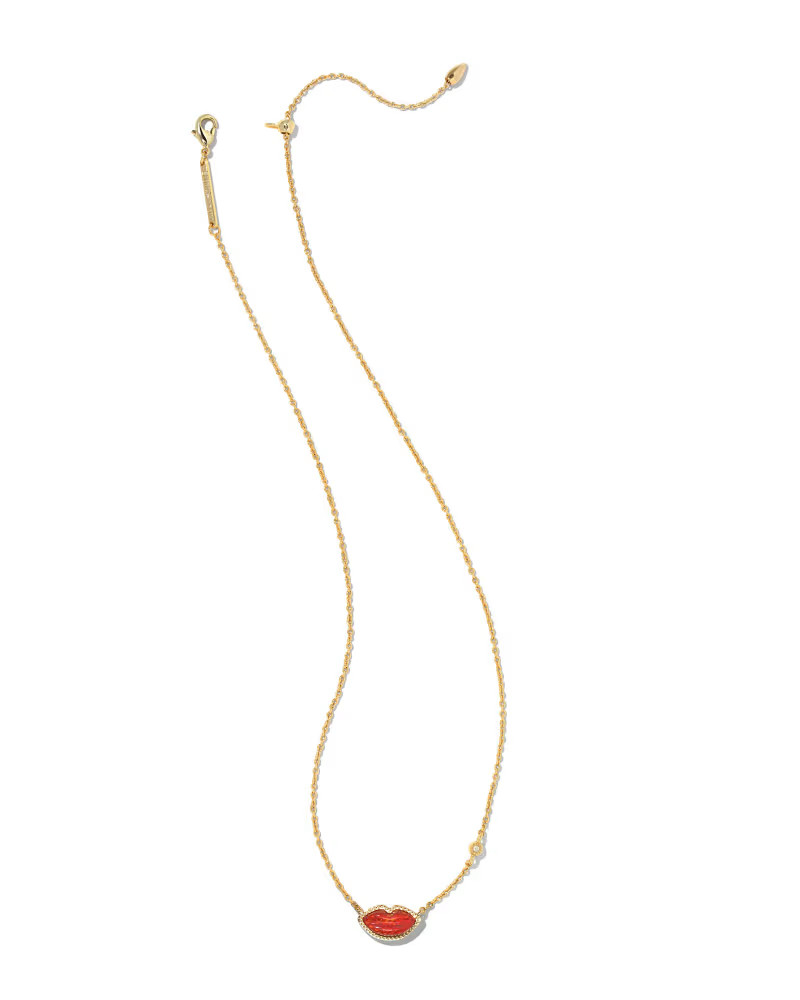 Lips Gold Pendant Necklace in Red Kyocera Opal | Kendra Scott | Kendra Scott