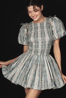 Damson Madder Becca Removable-Sleeve Bubble Mini Dress | Anthropologie (US)