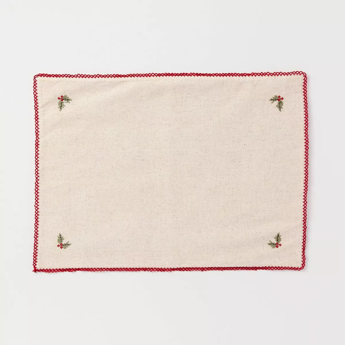 Cross Stitch Reversible Placemat Red/Sour Cream - Hearth & Hand\u2122 with Magnolia | Target
