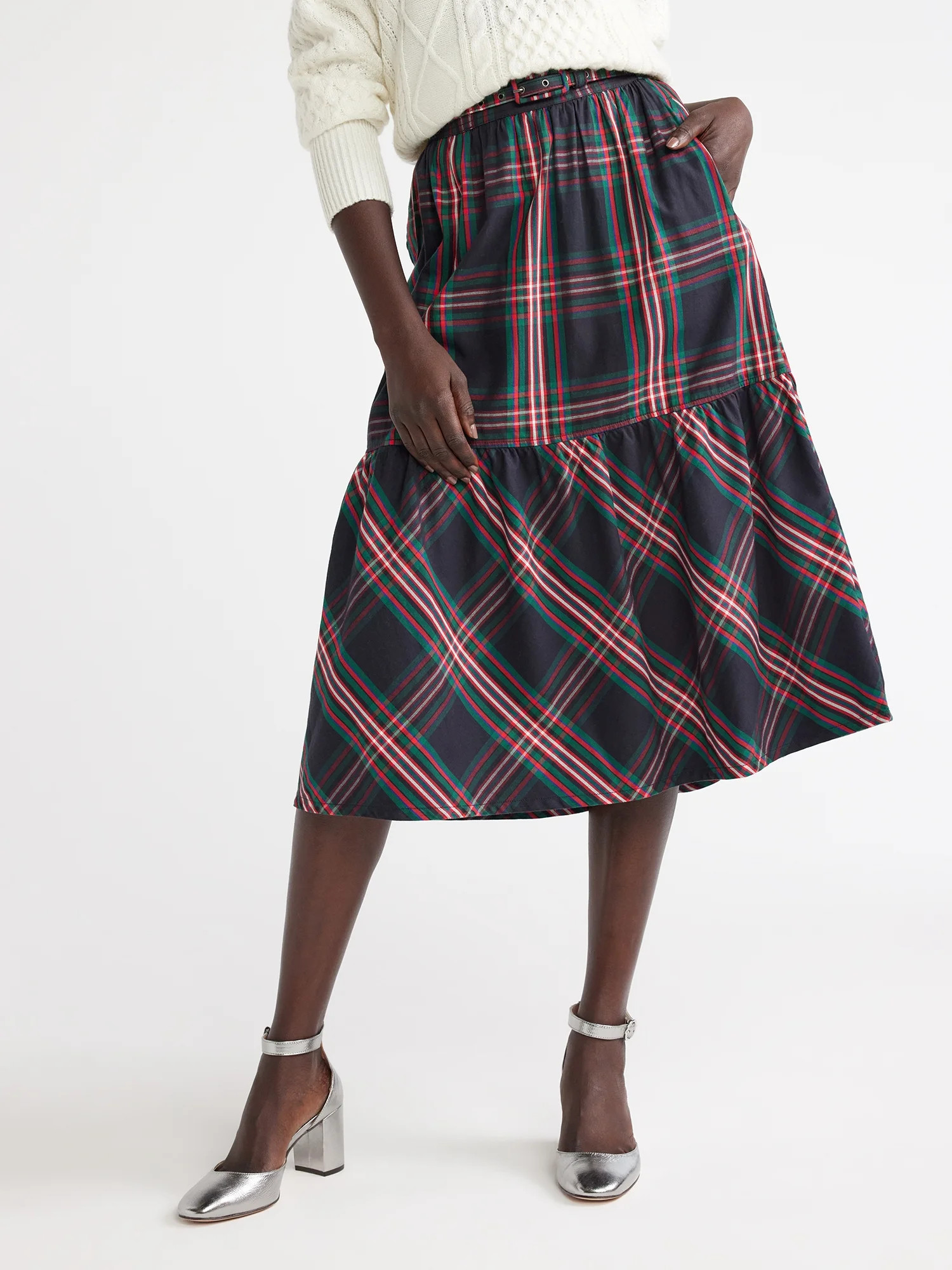 Free Assembly Women's Belted Midi Skirt, Sizes 0-22 | Walmart (US)