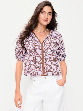 Short-Sleeve Beaded Top | Old Navy (US)
