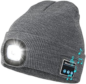 Bluetooth Beanie Hat with Light, Unisex USB Rechargeable LED Headlamp Cap with Headphones, Built-in  | Amazon (US)