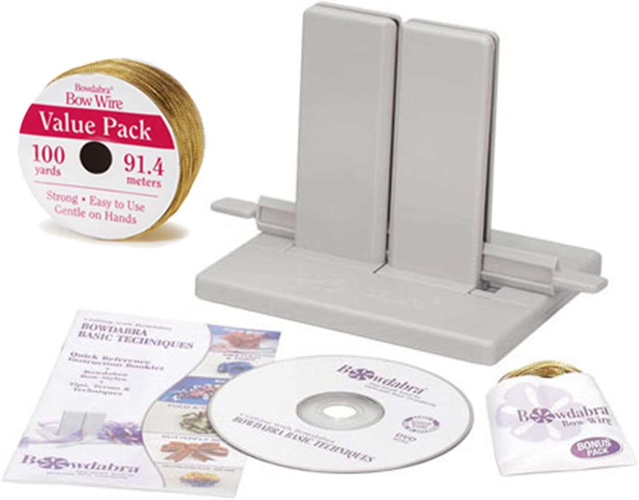 Bowdabra Designer Bow Maker Kit, Large Bundle with 100yd Gold Bow Wire for Creating Gift Bows, Sw... | Amazon (US)