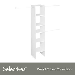 Selectives 48 in. W - 112 in. W White Reach-In Tower Wall Mount 6-Shelf Wood Closet System | The Home Depot