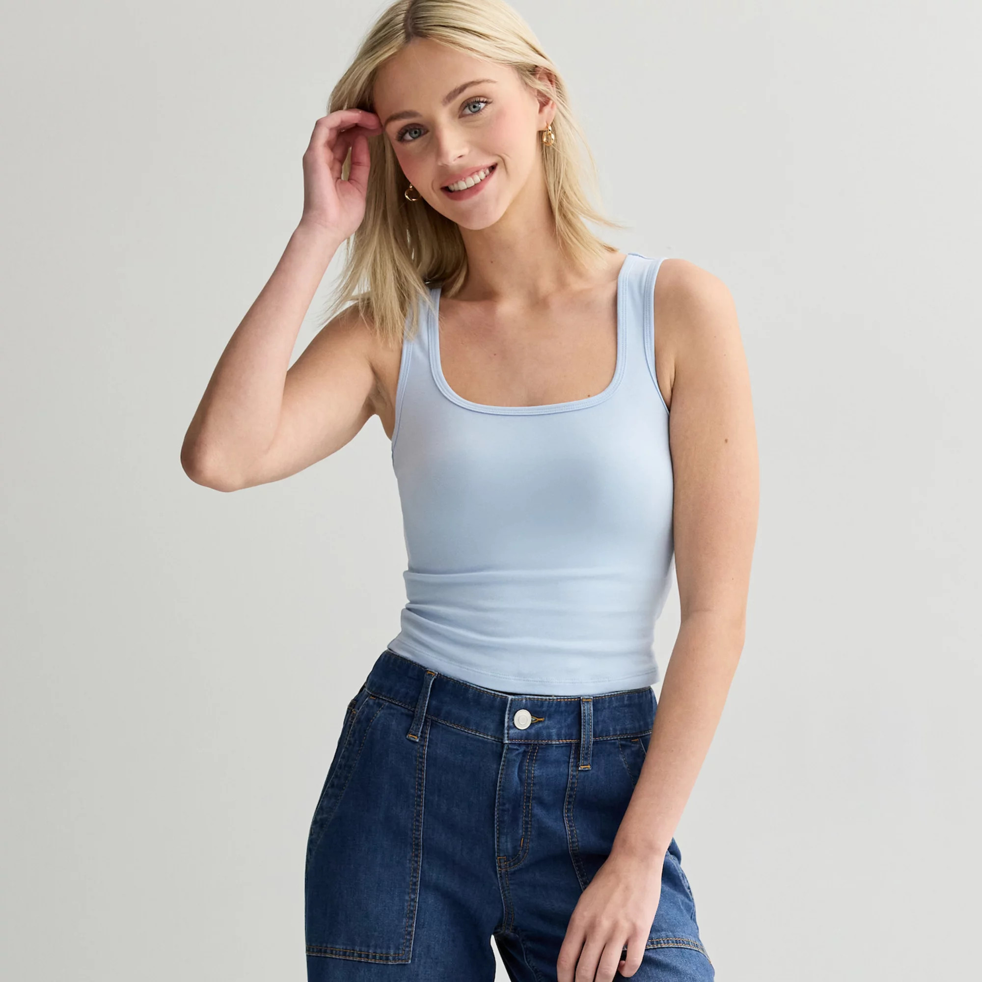 Juniors' SO® Square Neck Cropped Tank Top | Kohl's