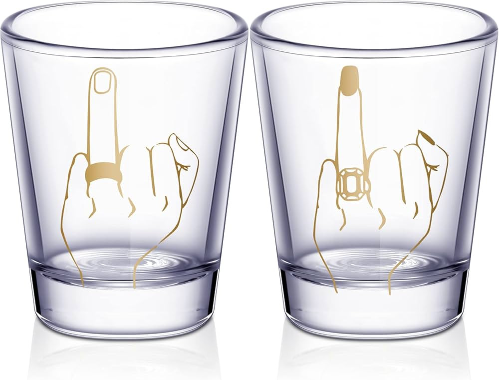 Bride and Groom Glasses 2 Pieces Ring Finger Wedding Wine Glasses Funny Bride Wine Glass 2 oz Win... | Amazon (US)