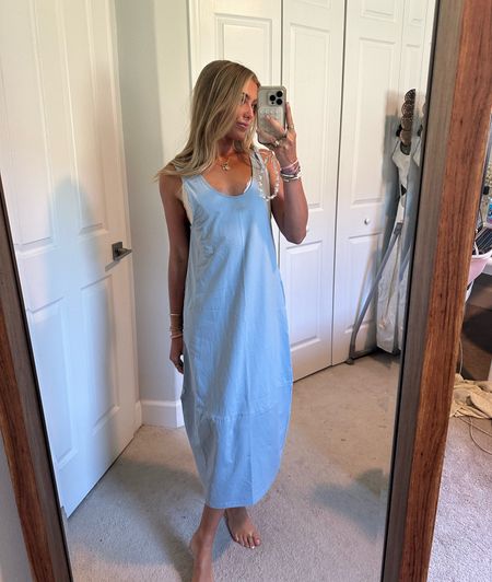 Amazon Womens Maxi Dress Long Sleeveless Dress Cotton Linen Beach Sun Dress 2 Pockets Casual Loose Flowy Sundress. Wearing size XS. Free people dupe for the Perth barrel tee midi. #freepeople #lookforless #affordablefashion #budgetfriendly #budgetfashion #freepeopleinspired #freepeopledupes #amazon #amzonfinds #amazonmusthaves #amazonvirtualtryon #amazonfavorites #amazonfashion #founditonamazon #founditonamazonfashion 

#LTKStyleTip #LTKSeasonal #LTKFindsUnder50
