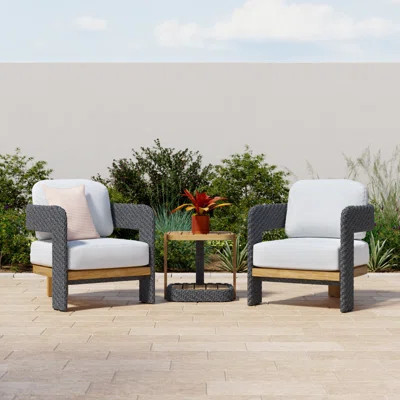 Estate 3 Pc. Modern Wicker Seating Group With Matching Accent Table | Wayfair North America