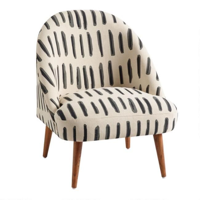 Charcoal Gray And Ivory Dash Print Noemi Chair | World Market